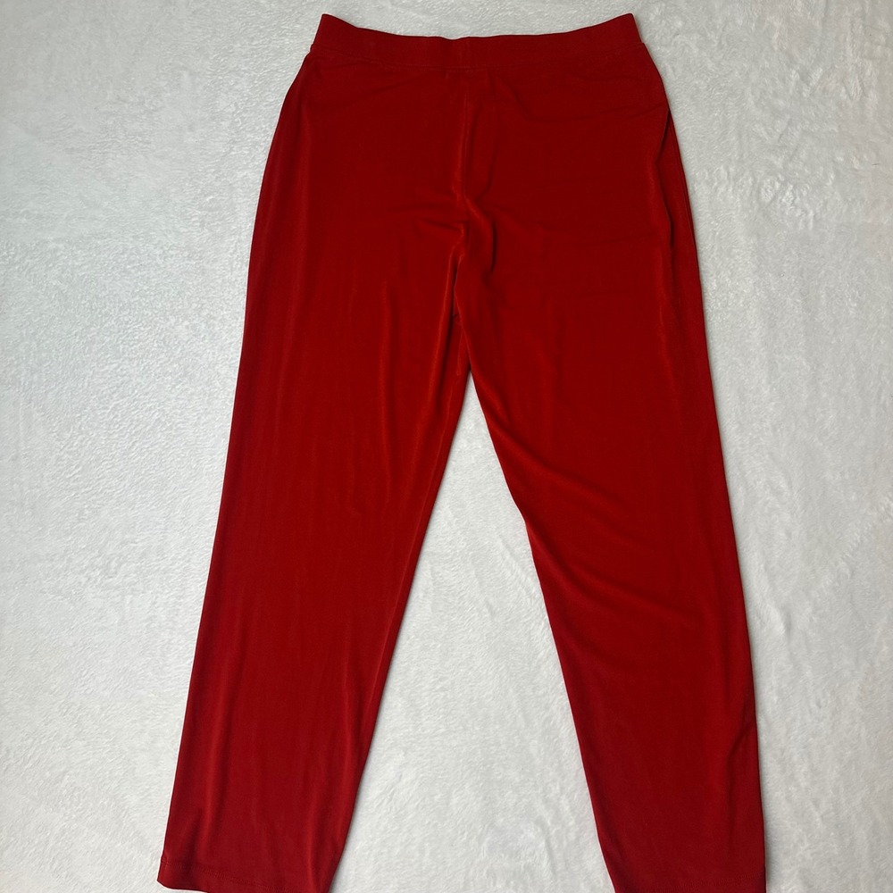 Susan Graver Liquid Knit Red Pull-On Straight Leg Pants Size M Travel Workwear - Picture 3 of 8